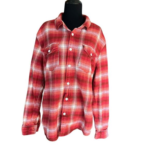 Frye And Co Mens Red Flannel Plaid Long Sleeve Button Up Shirt Mens Sz XL - Picture 4 of 7
